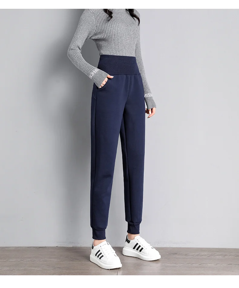 PELEDRESS Women Thick Warm Winter Harem Pants Casual Loose Korean Style Sweatpants High Waist Joggers Female Cashmere Trousers