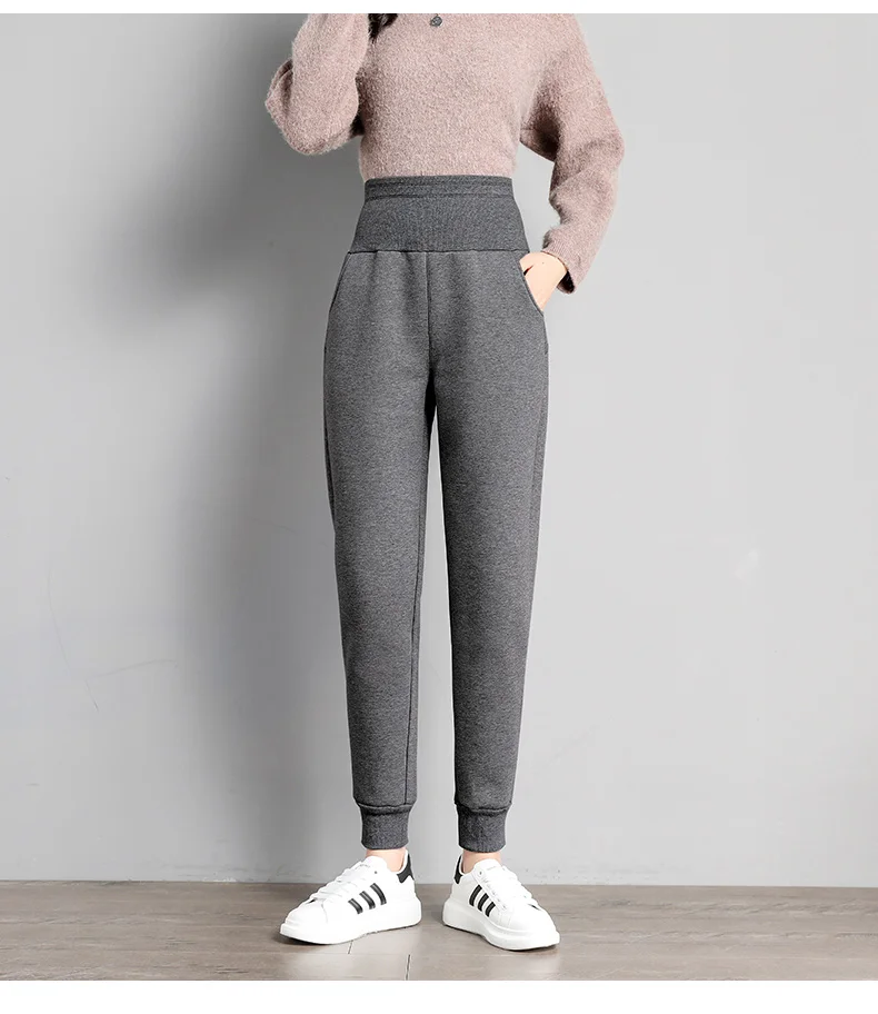 PELEDRESS Women Thick Warm Winter Harem Pants Casual Loose Korean Style Sweatpants High Waist Joggers Female Cashmere Trousers
