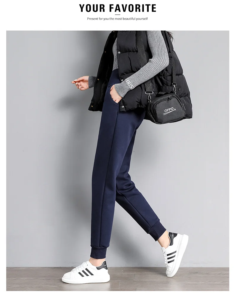 PELEDRESS Women Thick Warm Winter Harem Pants Casual Loose Korean Style Sweatpants High Waist Joggers Female Cashmere Trousers