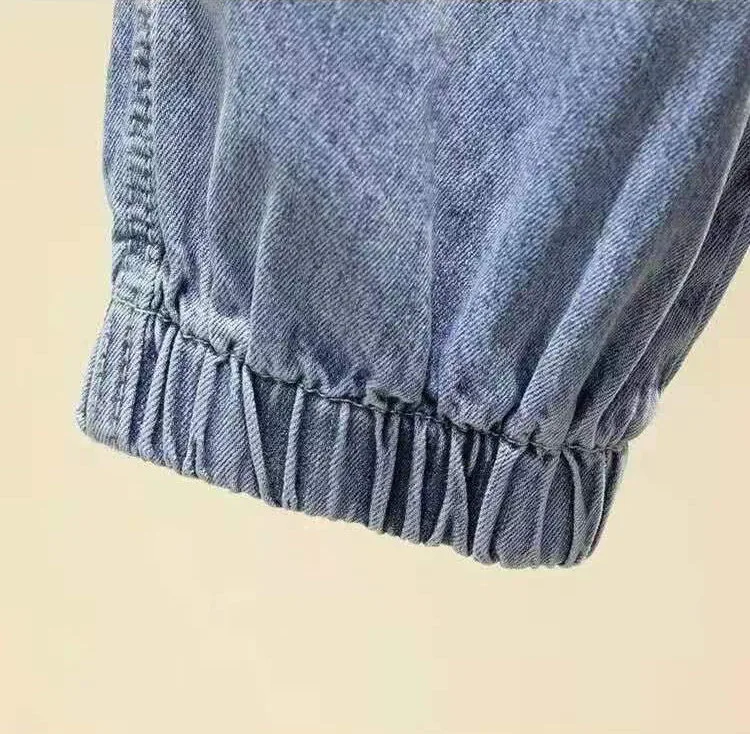 Ladies Cowboy Trousers High Quality Jeans Women Spring Autumn New Korean High-Elastic Waist Jiufen Points Harem Denim Pants