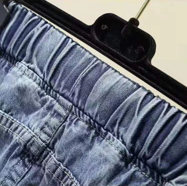 Ladies Cowboy Trousers High Quality Jeans Women Spring Autumn New Korean High-Elastic Waist Jiufen Points Harem Denim Pants