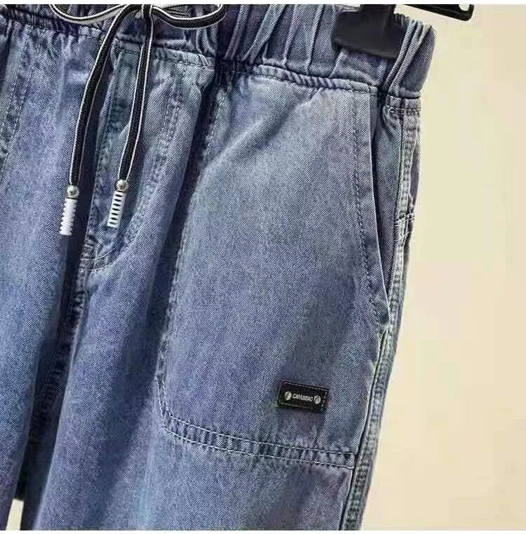Ladies Cowboy Trousers High Quality Jeans Women Spring Autumn New Korean High-Elastic Waist Jiufen Points Harem Denim Pants