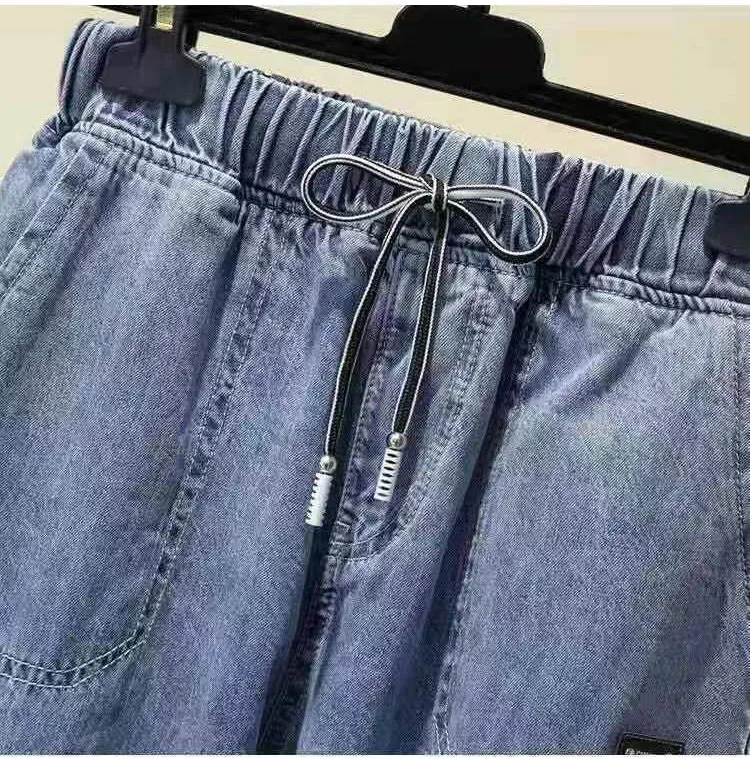 Ladies Cowboy Trousers High Quality Jeans Women Spring Autumn New Korean High-Elastic Waist Jiufen Points Harem Denim Pants