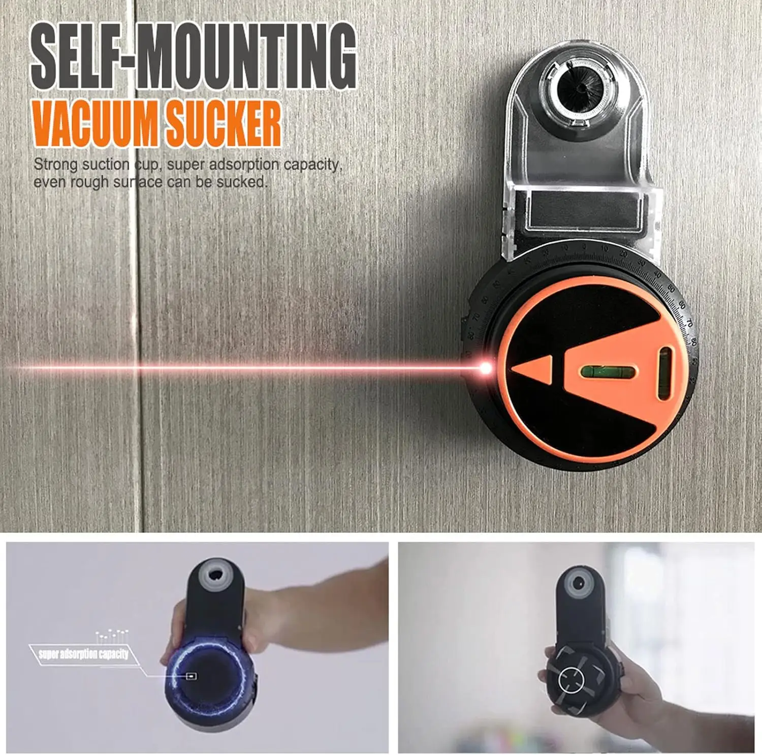 2 in 1 Drill Dust Collector & Laser Level 360° Rotatable Drilling Dust Collector Electric Self-mounting Vacuum Sucker Drilling