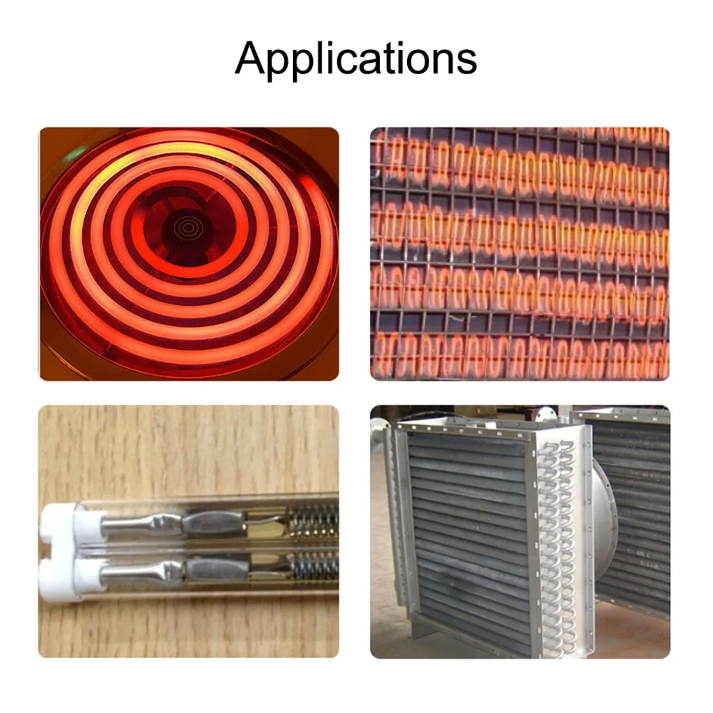 Uxcell 4pcs AC220V 3000W 2500W 1200W Kiln Furnace Heating Coils Heater Wire High Resistance Restring Heating Element Coil 820mm