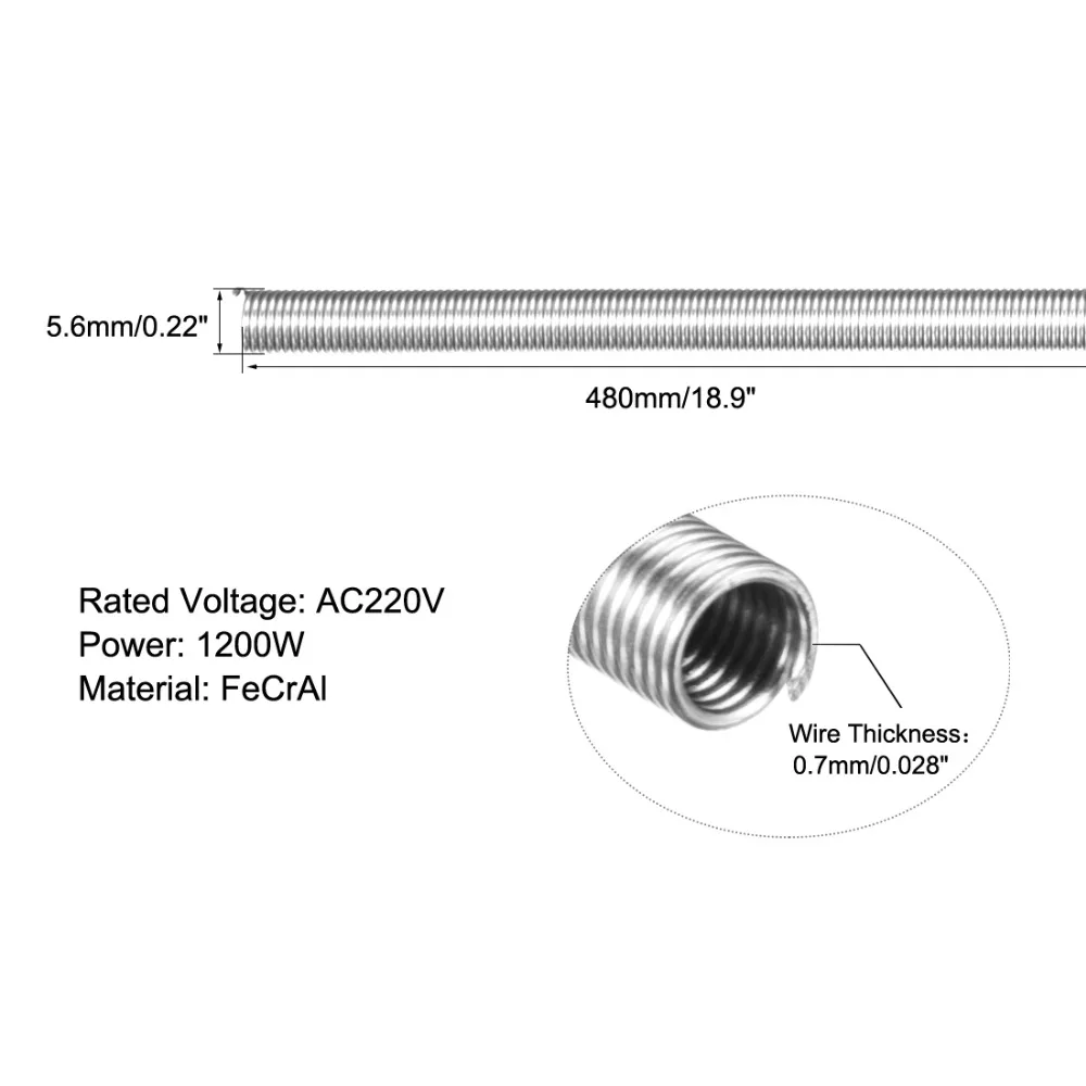 Uxcell 4pcs AC220V 3000W 2500W 1200W Kiln Furnace Heating Coils Heater Wire High Resistance Restring Heating Element Coil 820mm