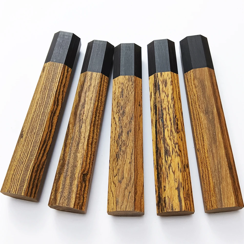 1piece Golden sandalwood+ Ebony Octagonal Knife Handle for DIY Semi-finished Damascus Knife Handle Material Kitchen Knife Handle
