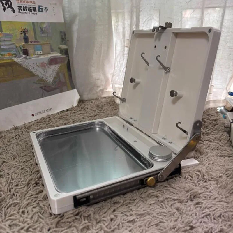 Fits Canvas Height 50–500mm，Portable 3D Printed Oil Painting Box – Adjustable Easel Stand with Washable Stainless Steel Palette