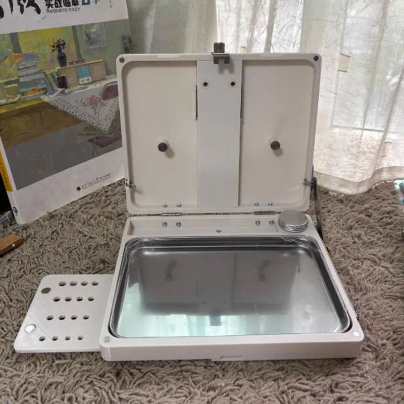 Fits Canvas Height 50–500mm，Portable 3D Printed Oil Painting Box – Adjustable Easel Stand with Washable Stainless Steel Palette