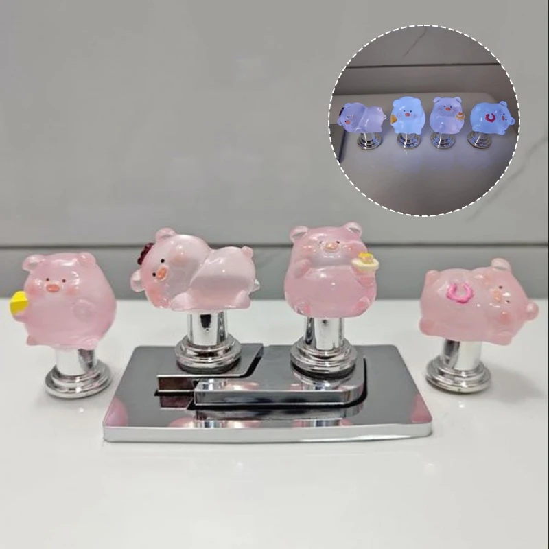 Cute Luminous Pig Toilet Presser Water Tank Buttons Protector Multi-useful Furniture Handle Home Bathroom Accessories