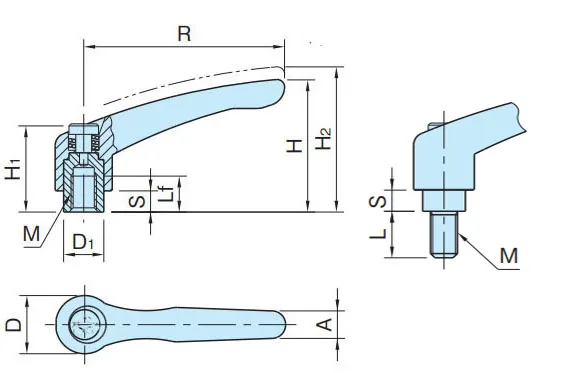 M8 Female AISI304 Stainlesss Steel Clamping Handle Tension Levers ,Solid Adjustable Handle