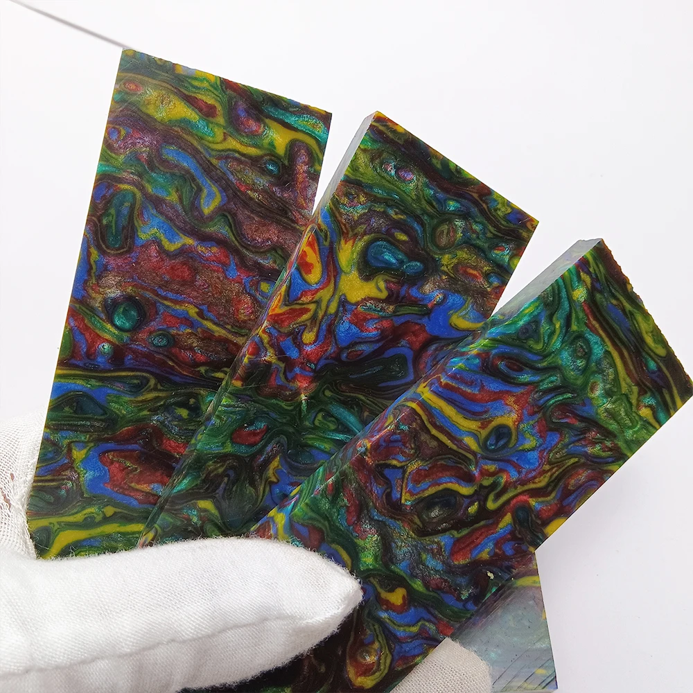 2pieces Red-Green-Blue-Yellow C-Tek Mix Resin Material for DIY Knife Handle Making Material Plate Compound Handmade Material