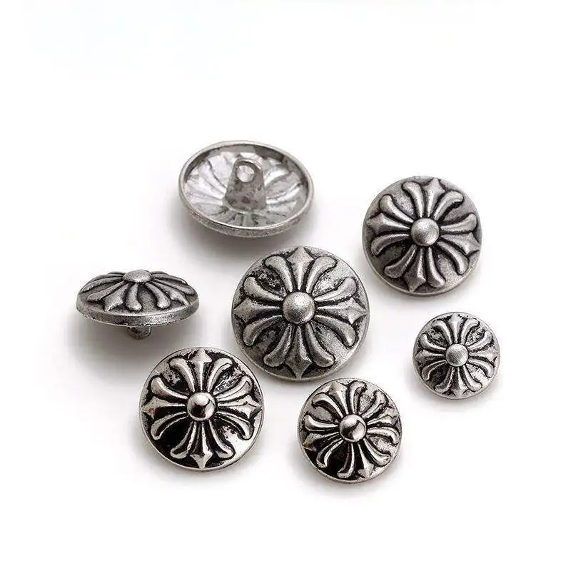 10Pcs High-Grade Metal Buttons Fashionable Retro Hand-Sewn Buttons Retro Cufflinks Decorative Buttons