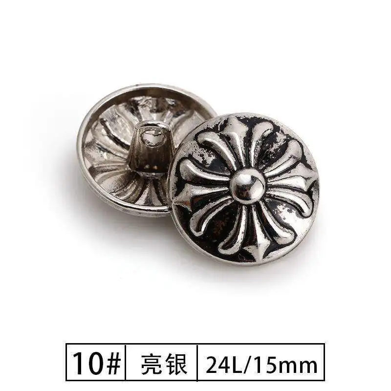 10Pcs High-Grade Metal Buttons Fashionable Retro Hand-Sewn Buttons Retro Cufflinks Decorative Buttons