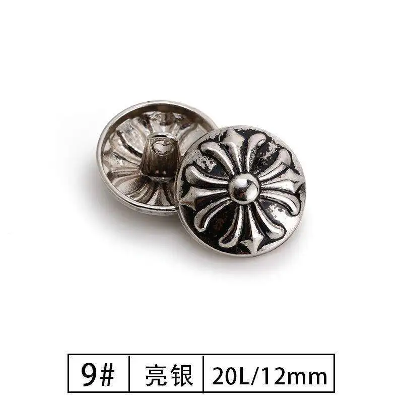 10Pcs High-Grade Metal Buttons Fashionable Retro Hand-Sewn Buttons Retro Cufflinks Decorative Buttons