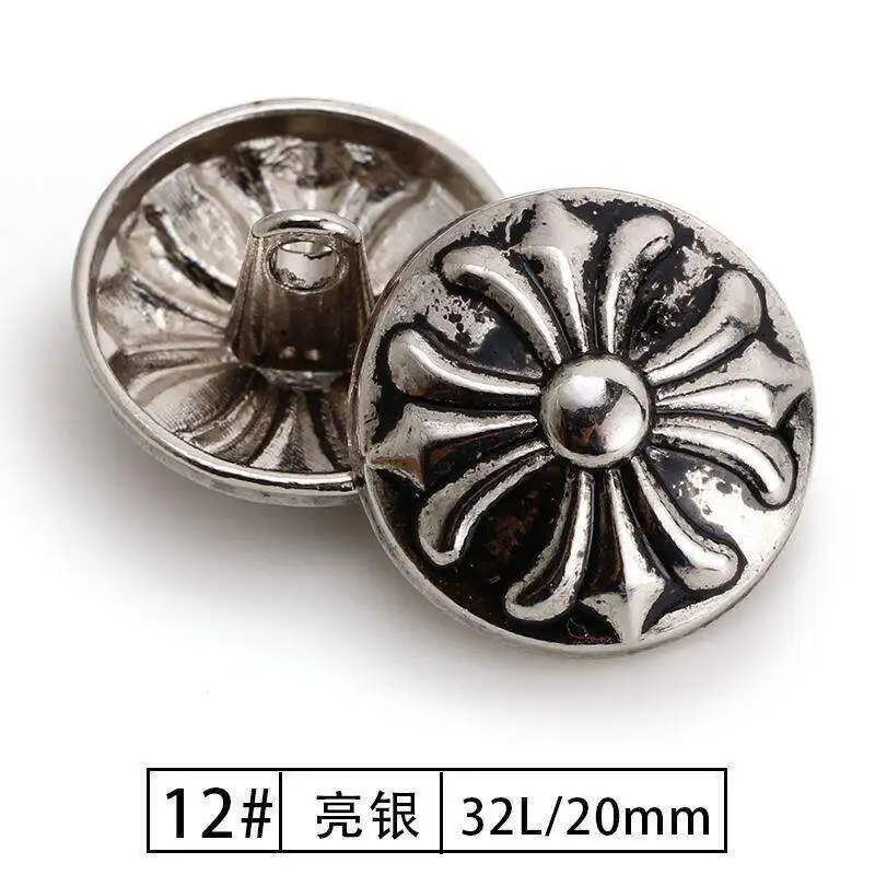 10Pcs High-Grade Metal Buttons Fashionable Retro Hand-Sewn Buttons Retro Cufflinks Decorative Buttons
