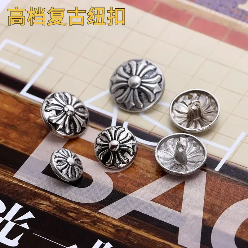 10Pcs High-Grade Metal Buttons Fashionable Retro Hand-Sewn Buttons Retro Cufflinks Decorative Buttons