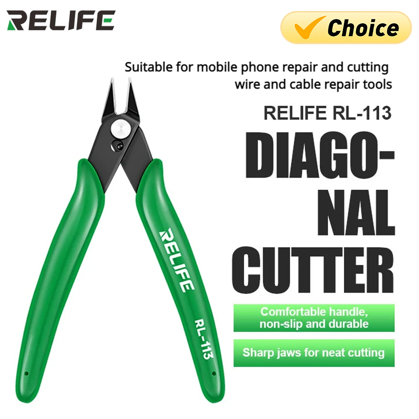 RELIFE RL-111 RL-113 Portable Diagonal Cutting Pliers Sharp Jaws for Cell Phone Repair Cutting Wire and Cable Repair Tool