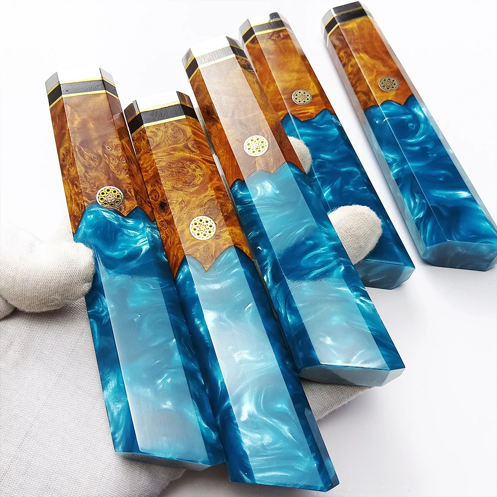 1piece Japanese Kitchen Knife Octagonal Handle Lump Wood Knife Handle Fish Raw Knife Handle Stainless Steel + Resin Knife Handle