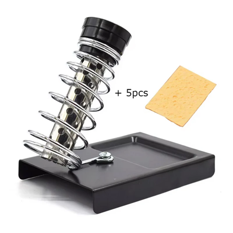 Double Tube Spring Soldering Iron Stand Holder with 5pcs Sponges for Electric High Temperature Resistance Welding Accessories
