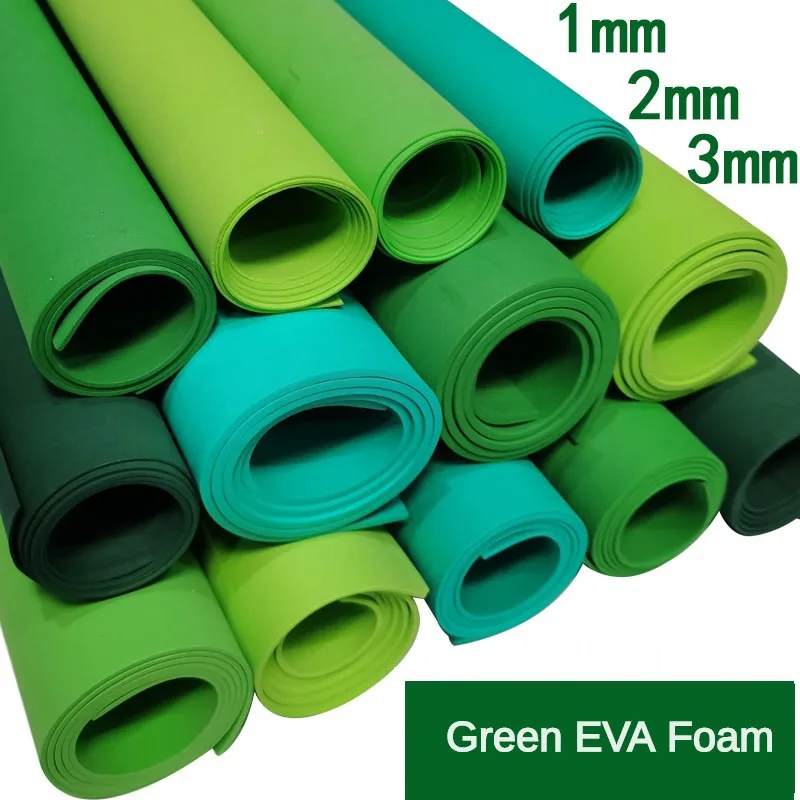 87x50cm Green Eva Foam Paper Thin Eva Rubber Plate Christmas Tree Making Foam Handmade Model Making Cosplay Thickness 1/2/3mm