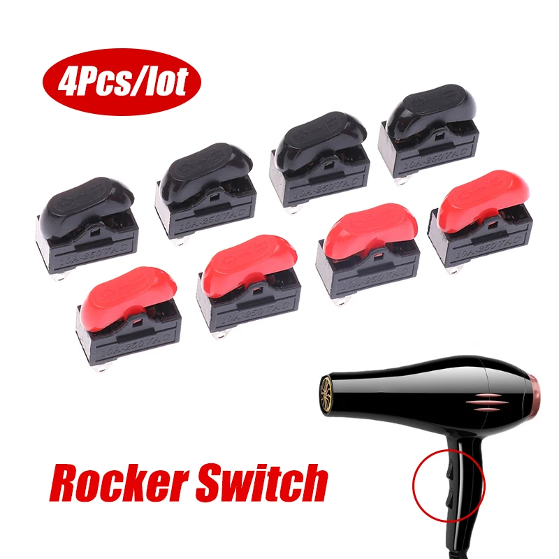 New 4 Pcs/lot KCD15-103/T Hair Dryer Switch 3 Pins Rocker Switch 3 Position ON-OFF-ON Boat Shaped Switch