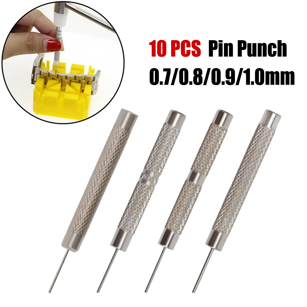 10 Pcs Iron Pin Punch 0.7-1.0mm Watch Strap Belt Bracelet Remover Adjust Gadget For Repairing Hand Manual Tools