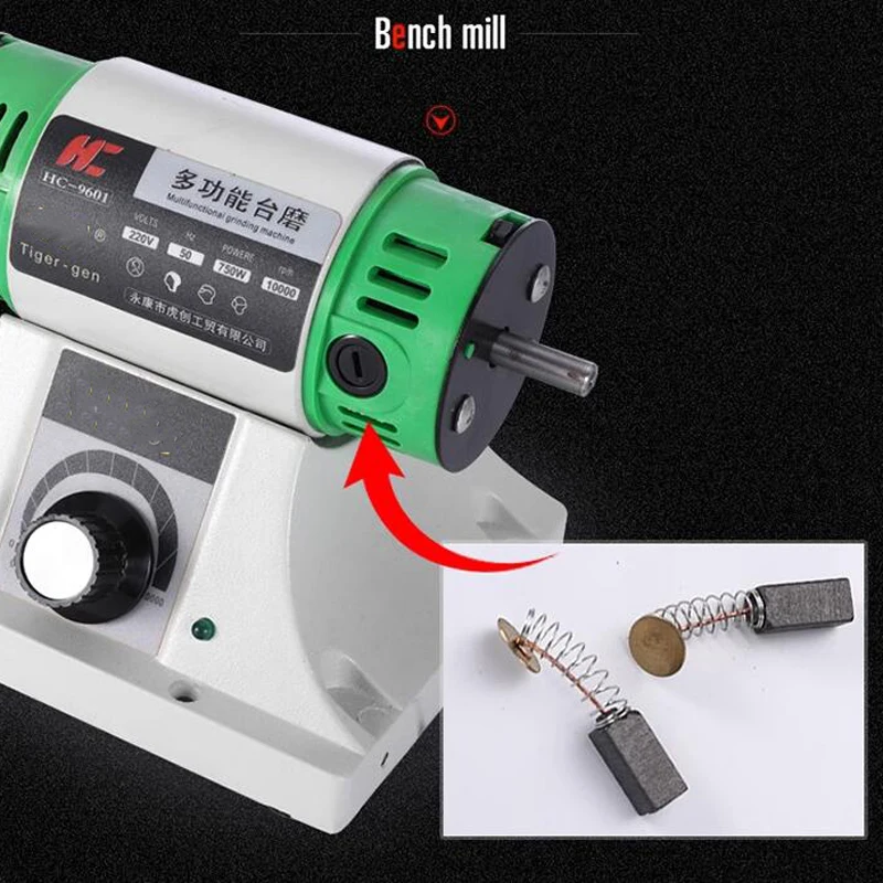 220V jewelry stone grinder, desktop electric polisher, desktop lathe polisher, adjustable speed 0-10000RPM, 750W
