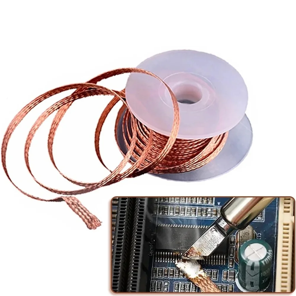 1mm-2.5mm-3.5mm 1.5M Desoldering Braid Solder Remover Wick Wire Welding Tin Sucker Cable Lead Cord Flux Repair Tool
