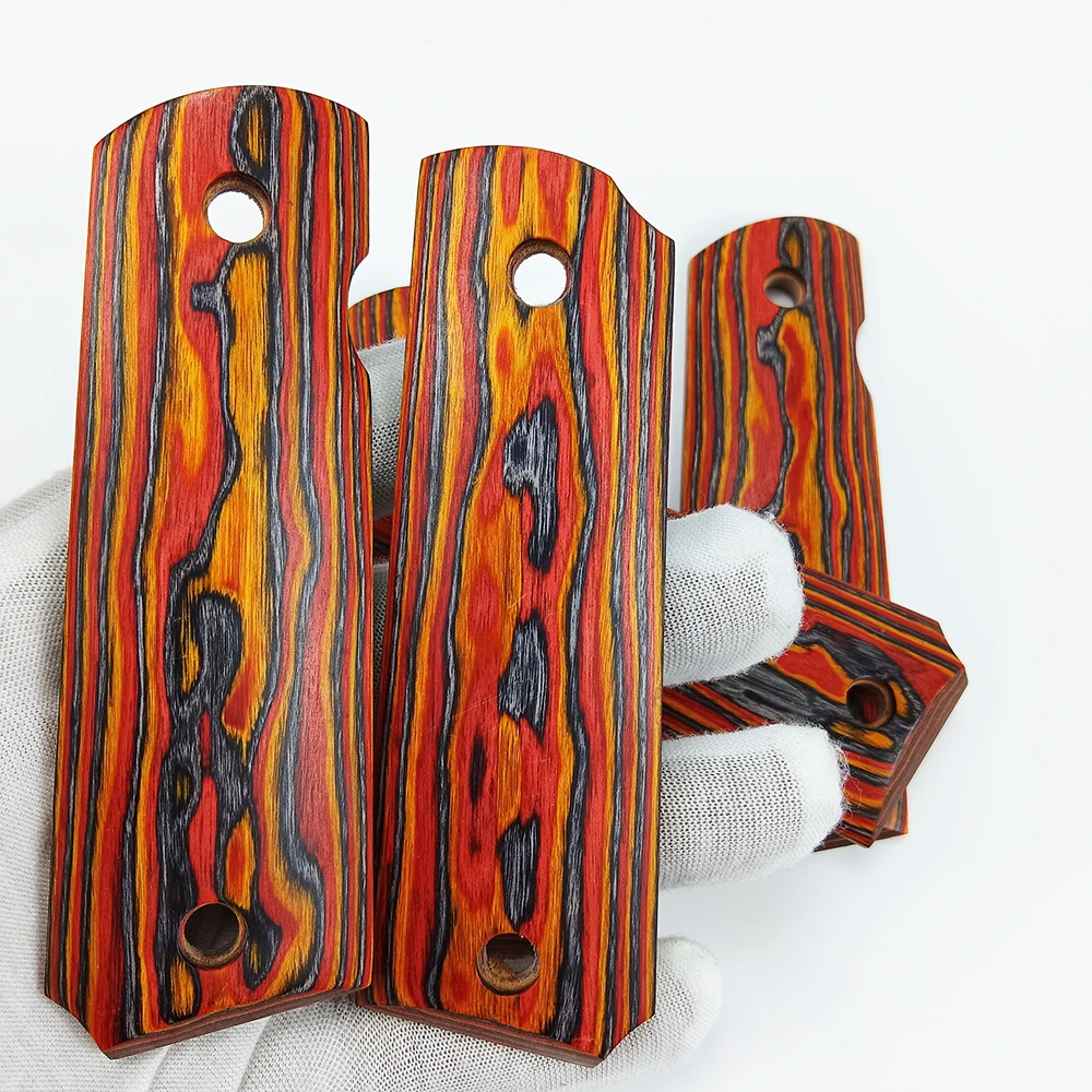 2Pieces 1911 Grips 3D Composite Color Wood Handle Grips Patch Custom Grips CNC Handle Grips