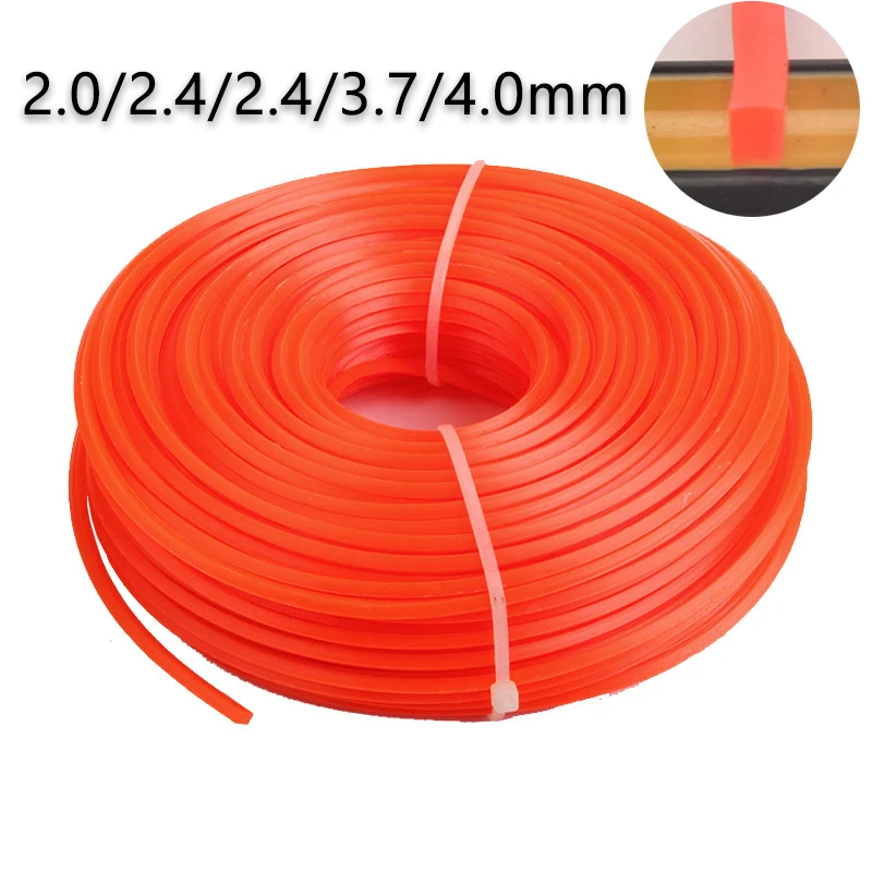 1 Roll 2mm 2.4mm 2.7mm 3mm 4mm Square Nylon Trimmer Line Brush Grass Cutting Weed Rope Strimmer Tool Accessories Lawn Mower Wire