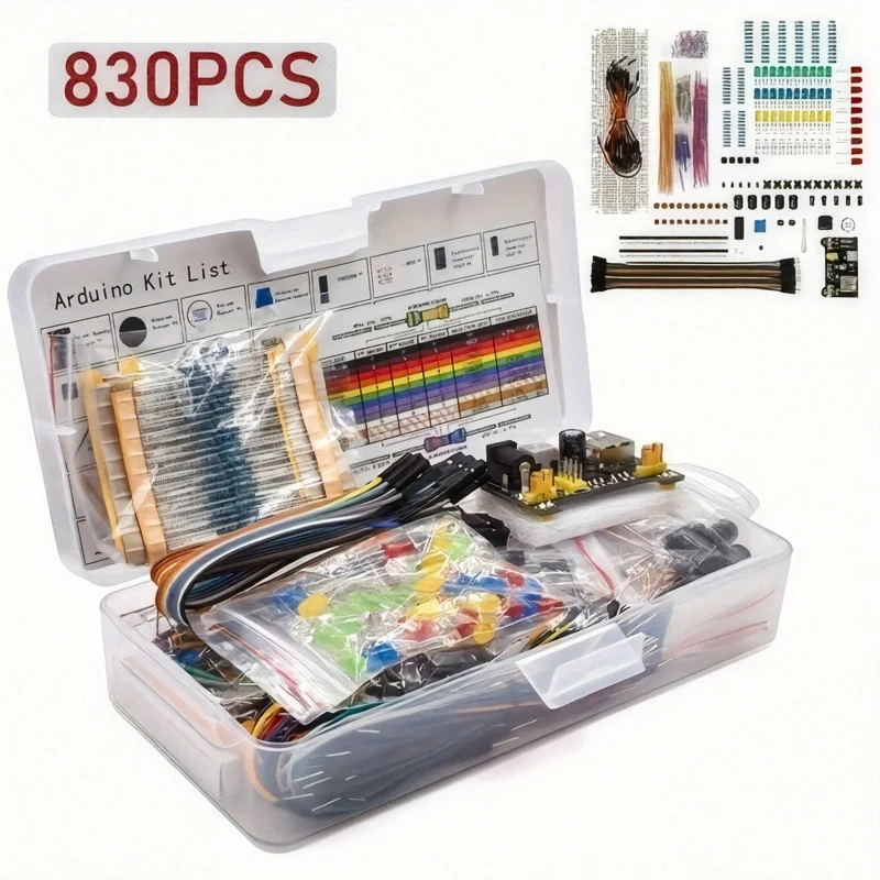 Electronic Components Electrolytic Capacitor Resistor led 830 Hole Breadboard Kit Tool MB-102 for UNO R Component Pack Beginner