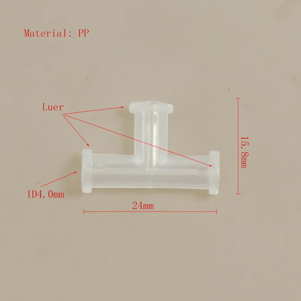 3 4 Three Way PP Tee Female Luer Connector T-Shaped Coupling Piece