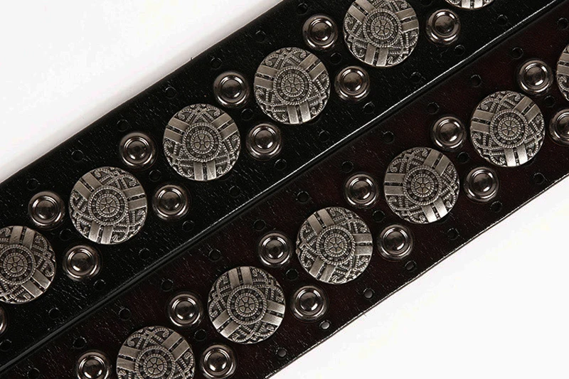 Hip Hop Metal Round Rivet Cowboy Belt Genuine Leather Cowskin Men Belt Punk Big Rivet Jeans Studded Belts For Men Ceinture Homme