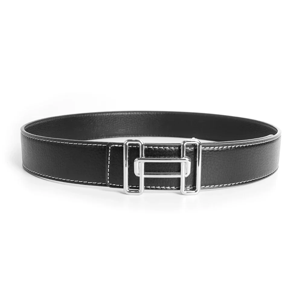 Luxury Designer Brand Pin Buckle Belt Men High Quality Cowhide Women Genuine Real Leather Dress Strap for Jeans Waistband Blue