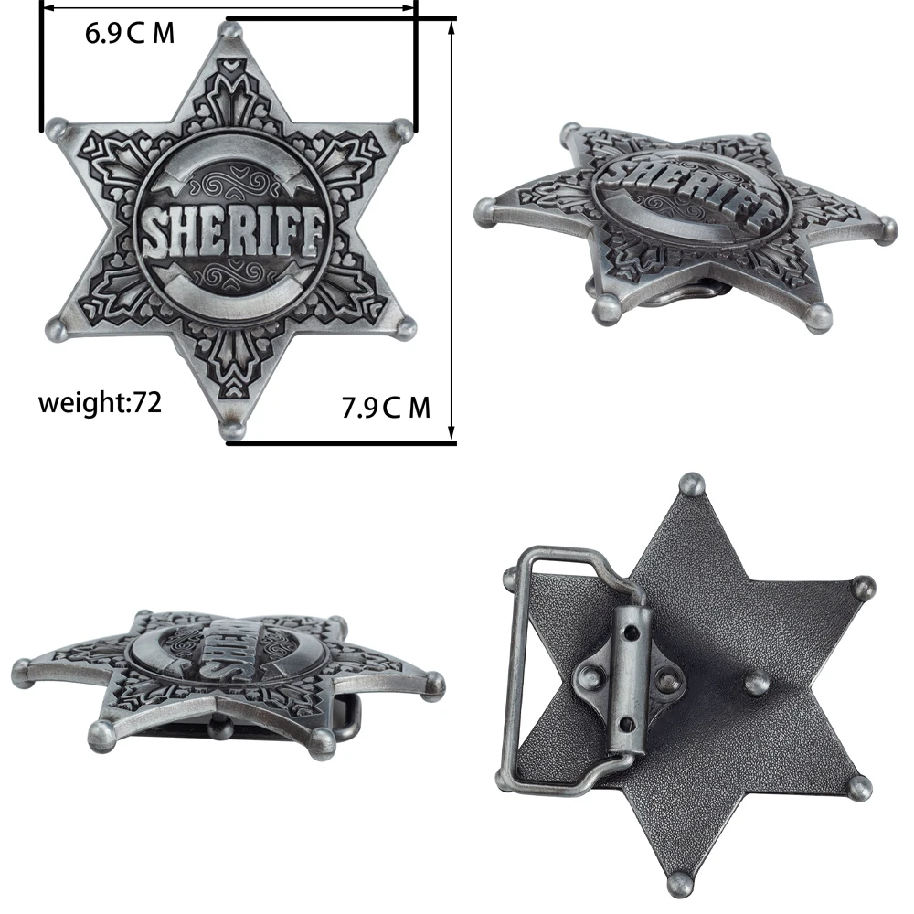 Sheriff Buckle Tangcao Pattern Leather Belt Fashion Embossed