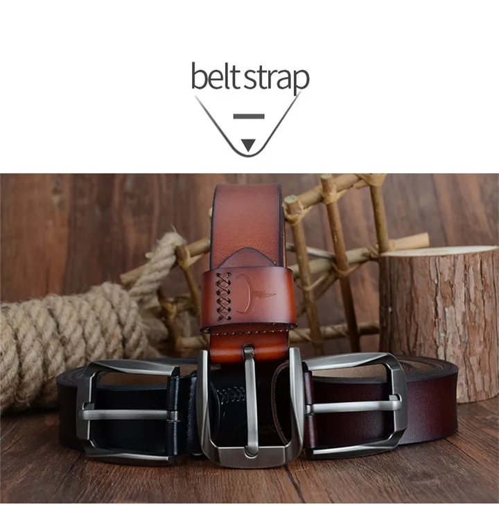 COWATHER Vintage style pin buckle cow genuine leather belts for men 130cm high quality mens belt cinturones hombre free shipping