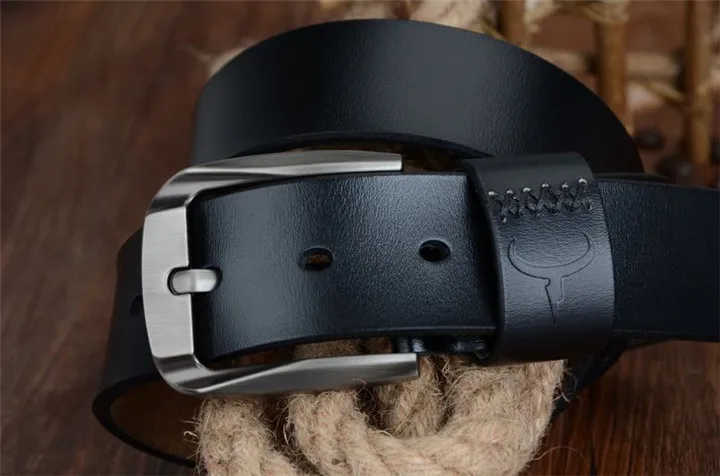 COWATHER Vintage style pin buckle cow genuine leather belts for men 130cm high quality mens belt cinturones hombre free shipping