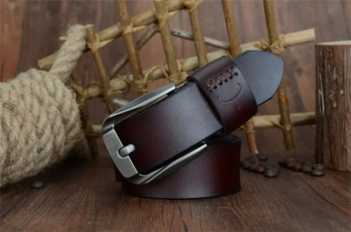COWATHER Vintage style pin buckle cow genuine leather belts for men 130cm high quality mens belt cinturones hombre free shipping