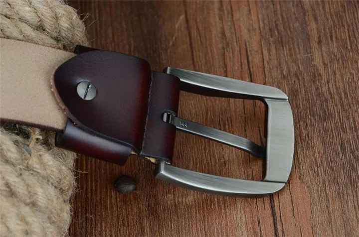 COWATHER Vintage style pin buckle cow genuine leather belts for men 130cm high quality mens belt cinturones hombre free shipping