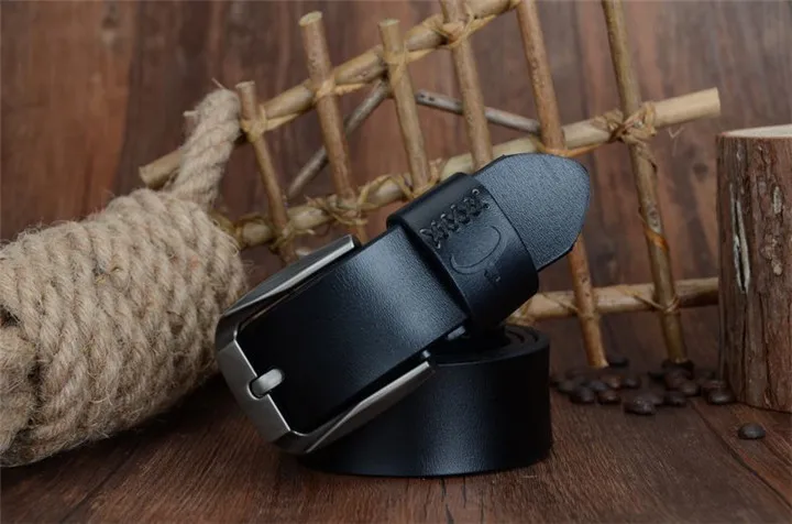 COWATHER Vintage style pin buckle cow genuine leather belts for men 130cm high quality mens belt cinturones hombre free shipping