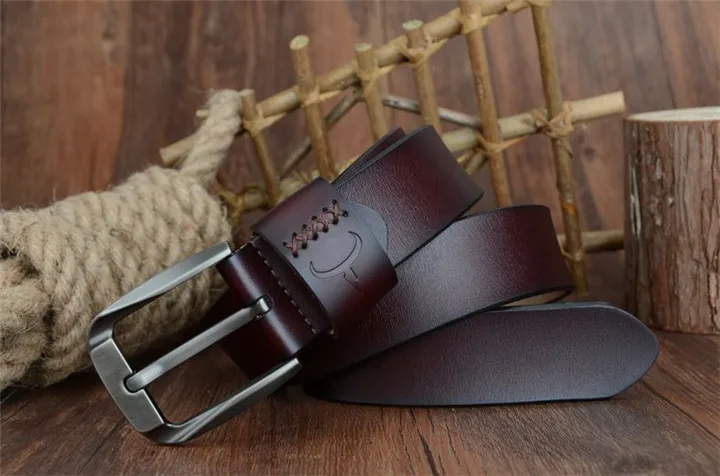 COWATHER Vintage style pin buckle cow genuine leather belts for men 130cm high quality mens belt cinturones hombre free shipping