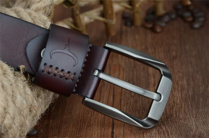 COWATHER Vintage style pin buckle cow genuine leather belts for men 130cm high quality mens belt cinturones hombre free shipping