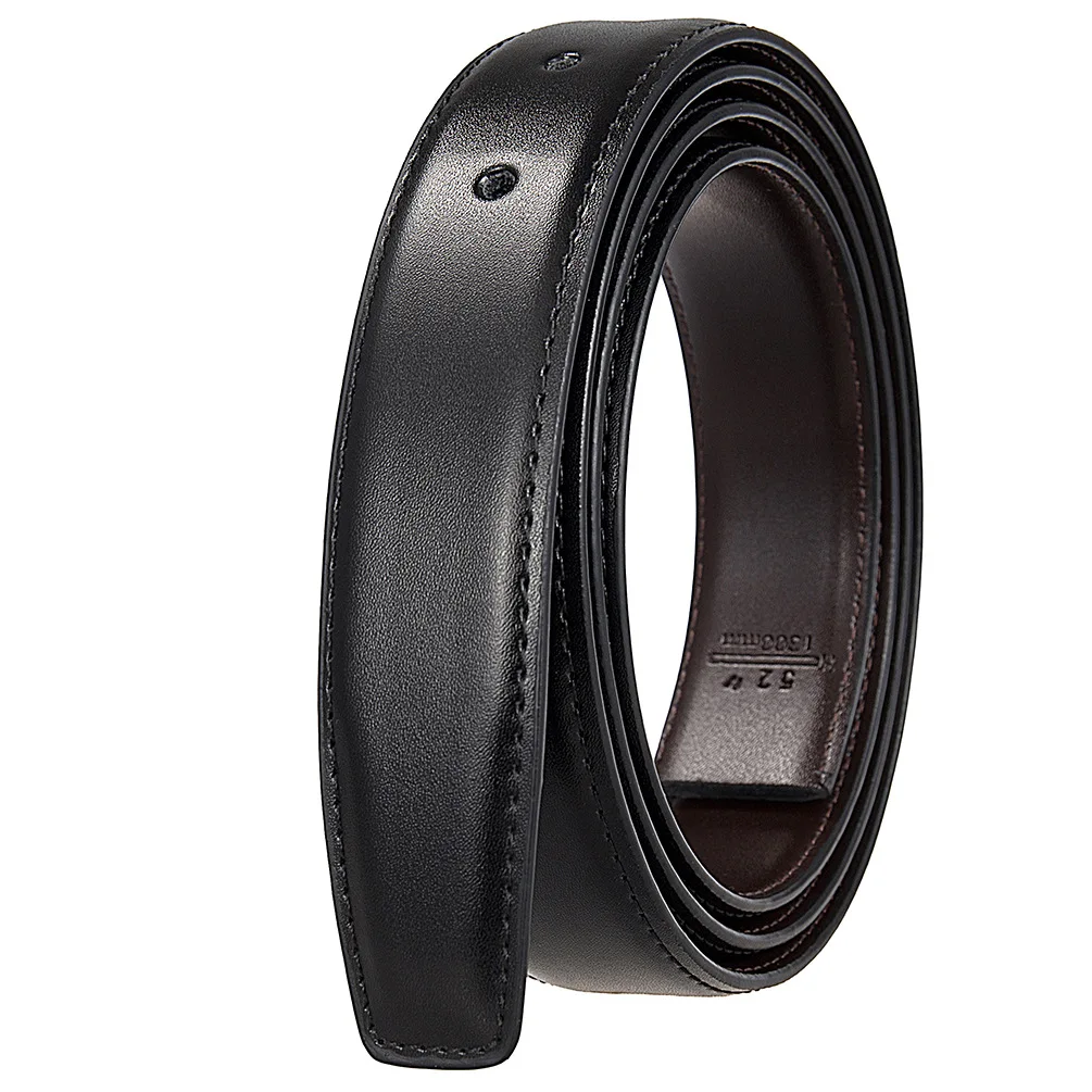 High Quality 2.8cm Width Mens Genuine Cow Leather Belts No Buckle Hole Belt For Men Male Waist Belts Strap Black