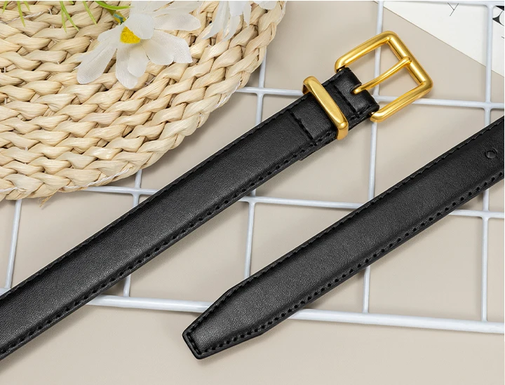 Maikun Belt For Women Gold Buckle Elegant Leather Belt Compatible With Dresses And Pants