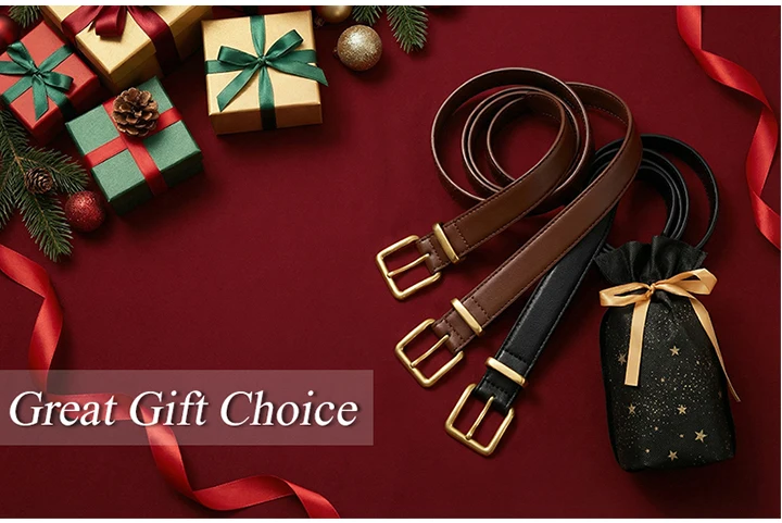 Maikun Belt For Women Gold Buckle Elegant Leather Belt Compatible With Dresses And Pants