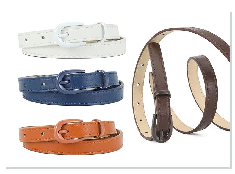 1.5x105cm Colorful Women's Belt Fashion Casual Versatile Jeans Accessories Pin Buckle Girdle Simple PU Leather Thin Waistband