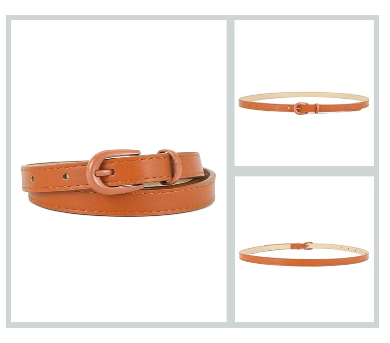 1.5x105cm Colorful Women's Belt Fashion Casual Versatile Jeans Accessories Pin Buckle Girdle Simple PU Leather Thin Waistband