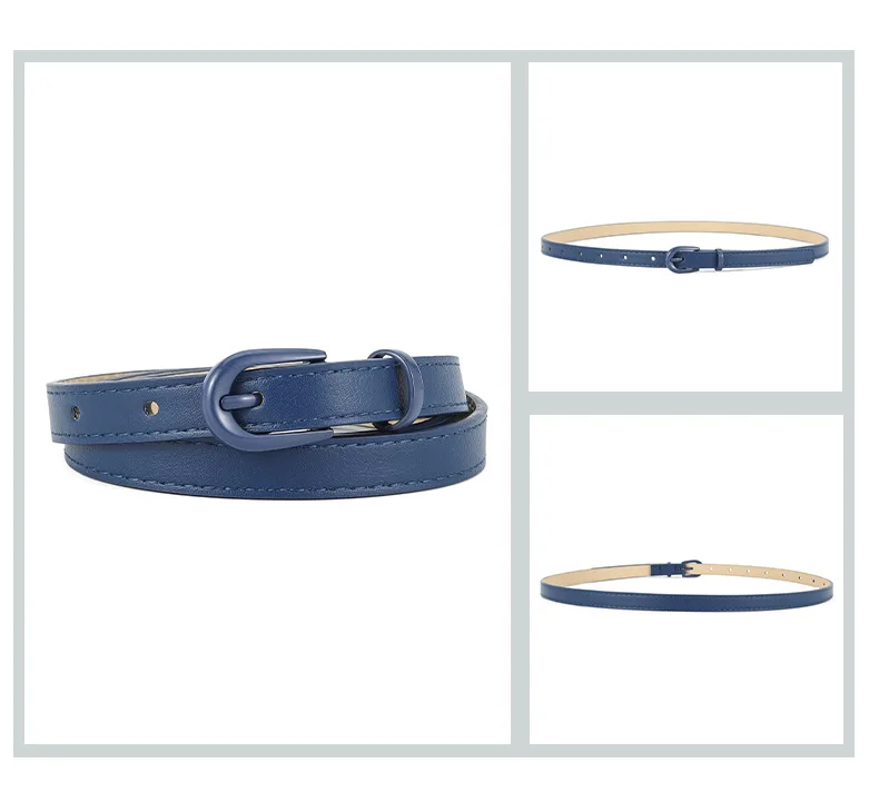 1.5x105cm Colorful Women's Belt Fashion Casual Versatile Jeans Accessories Pin Buckle Girdle Simple PU Leather Thin Waistband