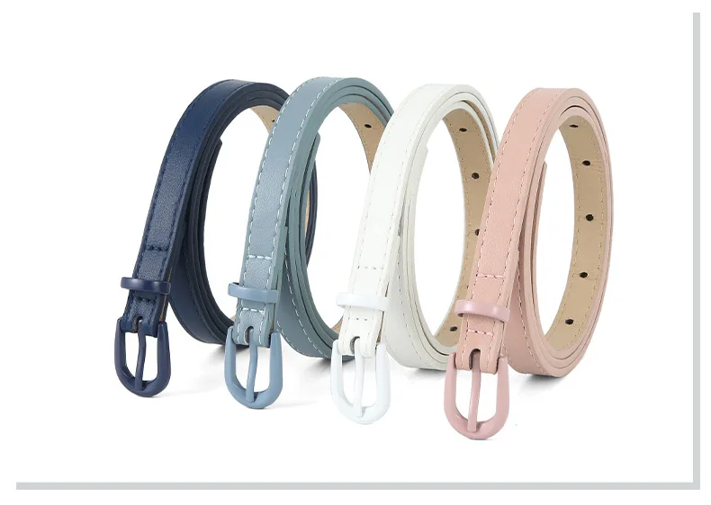 1.5x105cm Colorful Women's Belt Fashion Casual Versatile Jeans Accessories Pin Buckle Girdle Simple PU Leather Thin Waistband